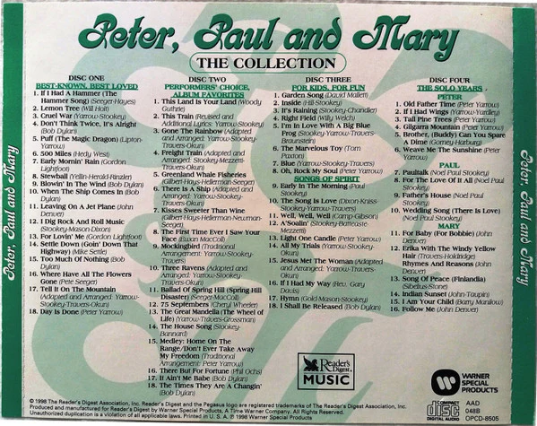 Peter, Paul & Mary - The Collection - Their Greatest Hits & Finest Performances (4xCD, Comp) (Near Mint (NM or M-)) - Image 2