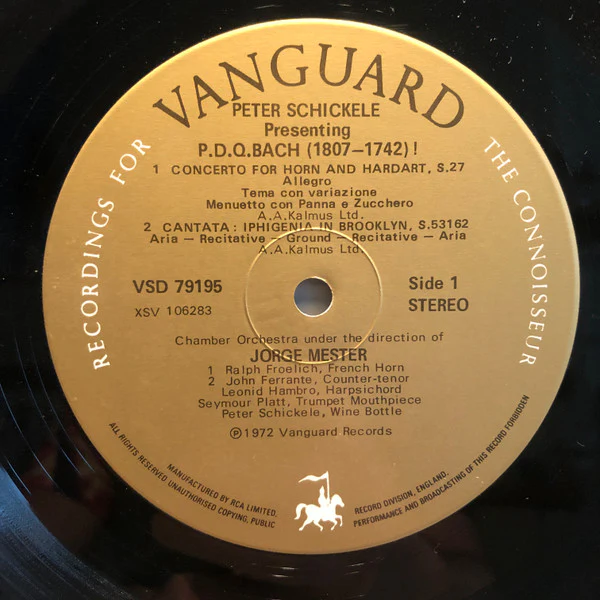 Peter Schickele Presenting P.D.Q. Bach Chamber Orchestra Under The Direction Of Jorge Mester - Peter Schickele Presenting P.D.Q. Bach (1807-1742)? (LP, RP) (Near Mint (NM or M-)) - Image 3