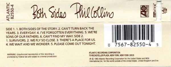 Phil Collins - Both Sides (Cass, Album, SR,) (Near Mint (NM or M-)) - Image 2