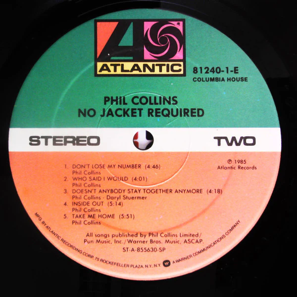 Phil Collins - No Jacket Required (LP, Album, Club, Col) (Very Good (VG)) - Image 4