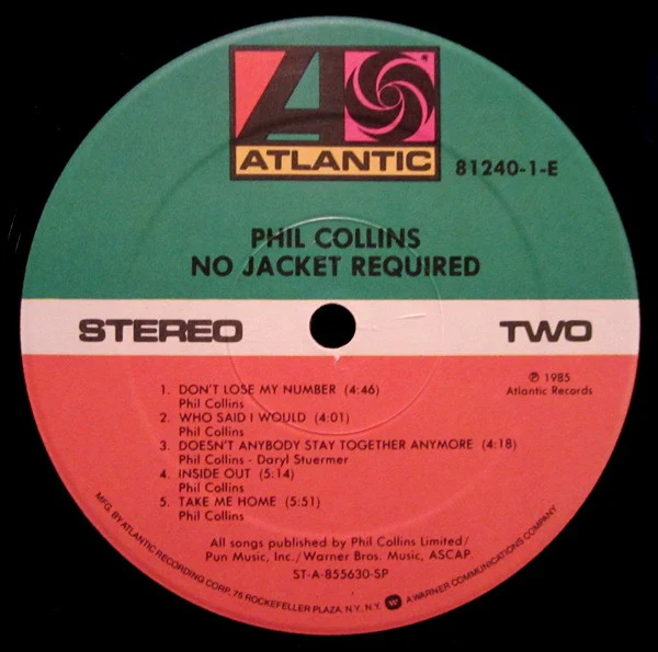 Phil Collins - No Jacket Required (LP, Album, Club) (Very Good (VG)) - Image 5