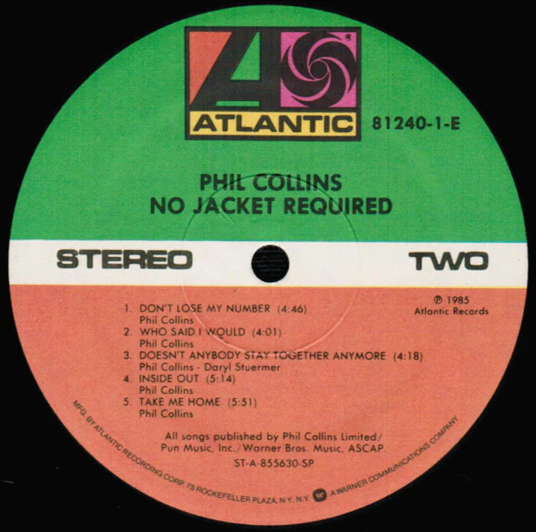 Phil Collins - No Jacket Required (LP, Album, SP ) (Near Mint (NM or M-)) - Image 4