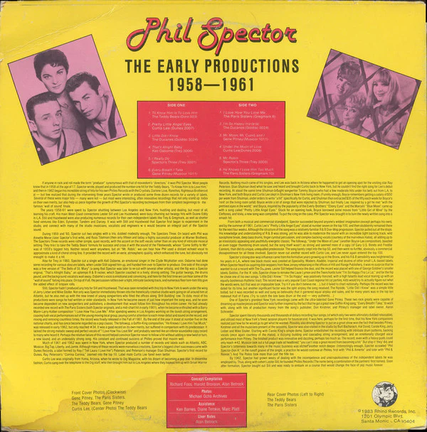 Phil Spector, Various - The Early Productions 1958-1961 (LP, Comp) (Mint (M)) NEW & SEALED - Image 2