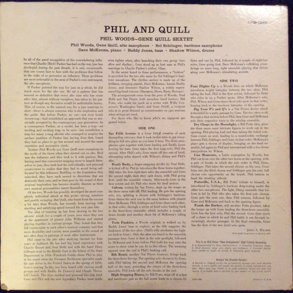 Phil Woods-Gene Quill Sextet - Phil And Quill (LP, Album, Mono) (Very Good (VG)) - Image 2