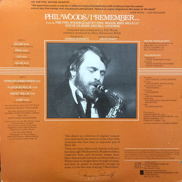 Phil Woods - I Remember... (LP, Album, Gat) (Very Good Plus (VG+)) - Image 4