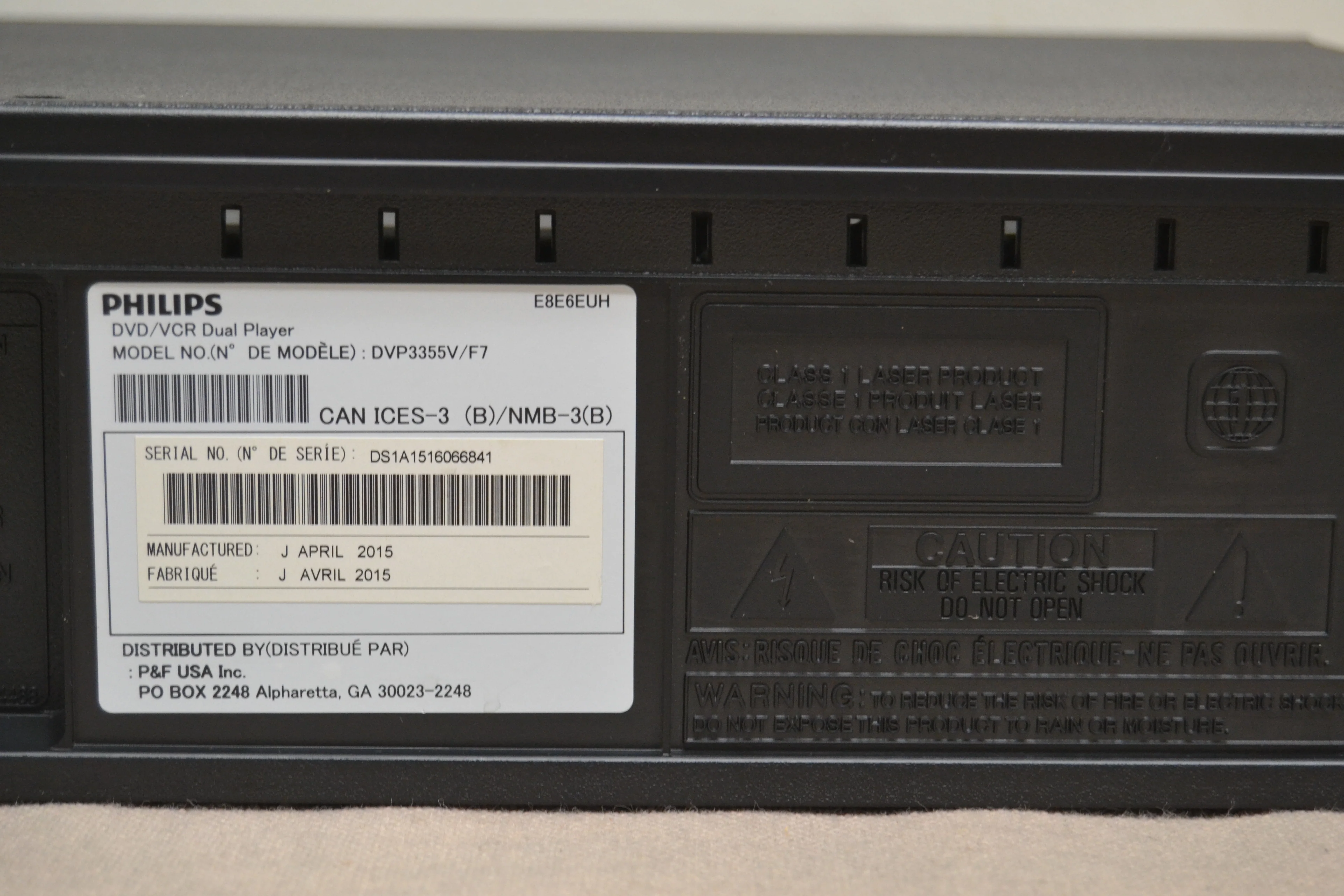 Philips DVP3355V/F7 DVD/VCR Player * Manual * Remote * 2015 - Image 12