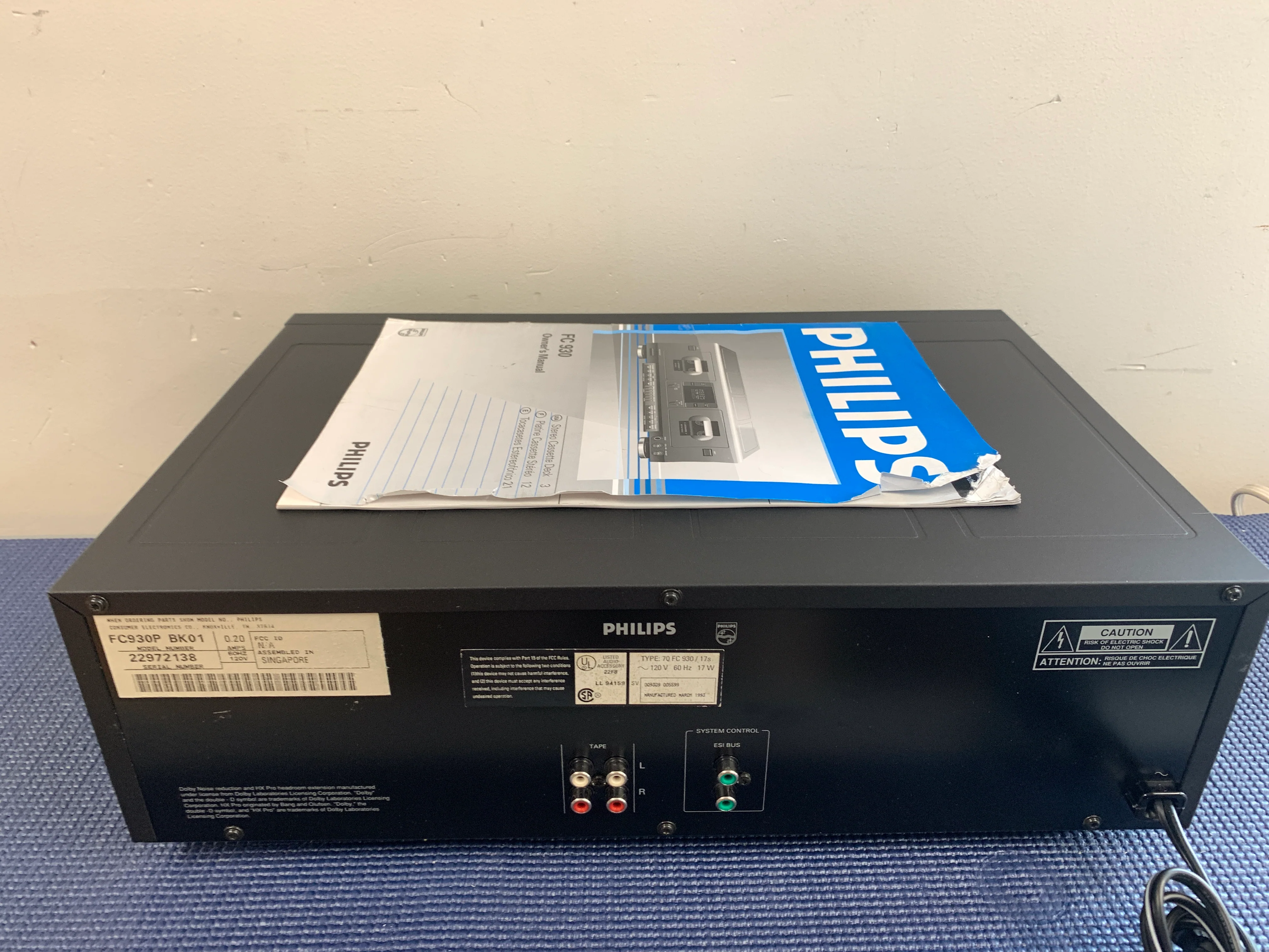Philips FC-930 Double Cassette Deck * Manual - Image 10