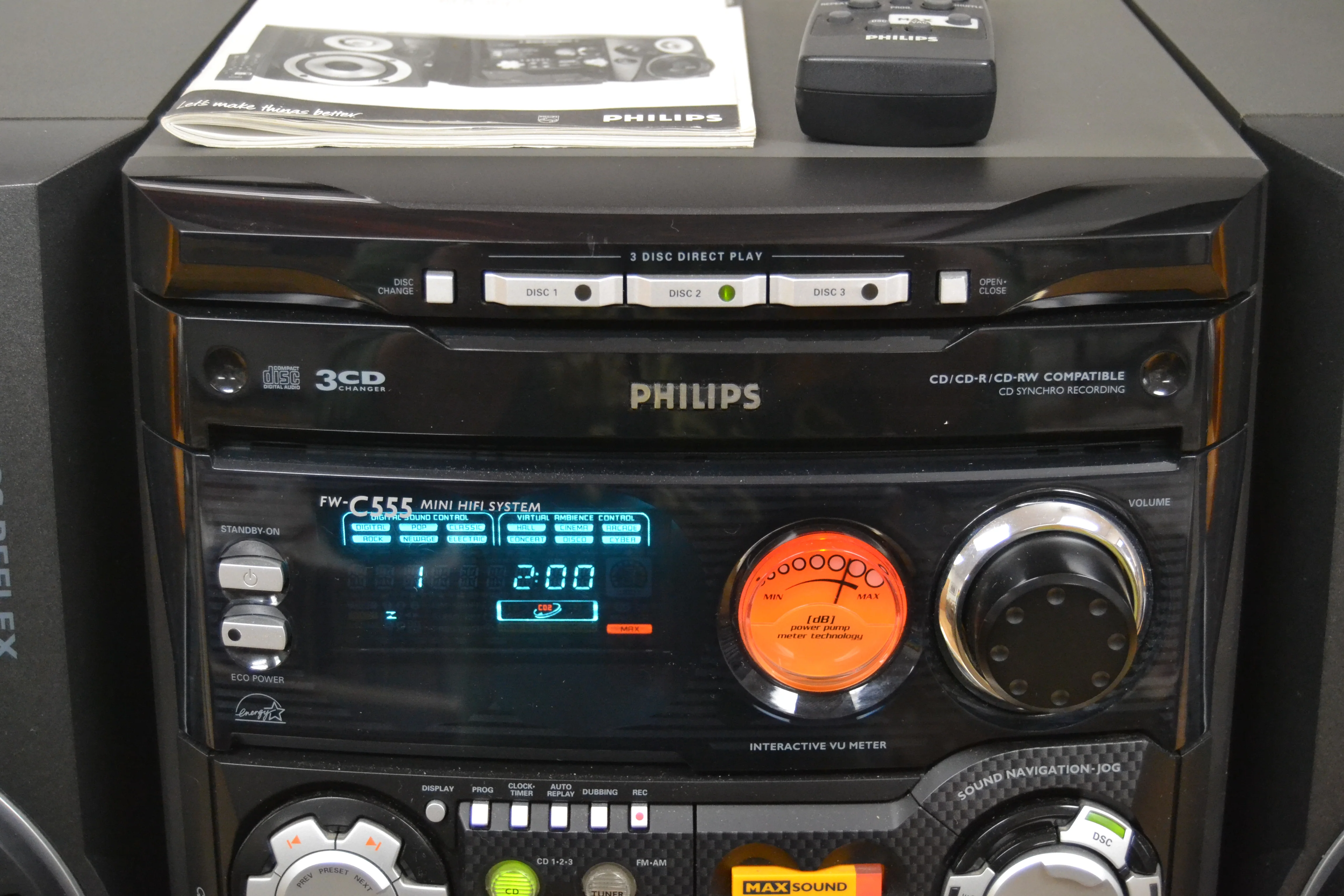 Philips FW-C555 Complete Music System Midi Size * Cd Changer * Radio * Cassette * Remote & Manual - Image 2