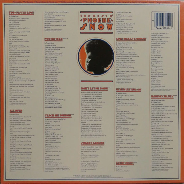 Phoebe Snow - The Best Of Phoebe Snow (LP, Comp) (Very Good Plus (VG+)) - Image 2