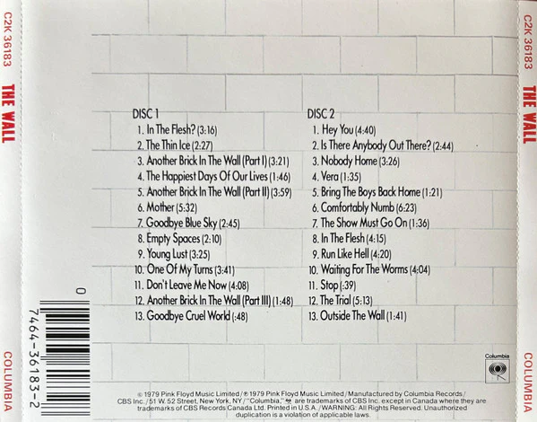Pink Floyd - The Wall (2xCD, Album, RE) (Very Good Plus (VG+)) - Image 2