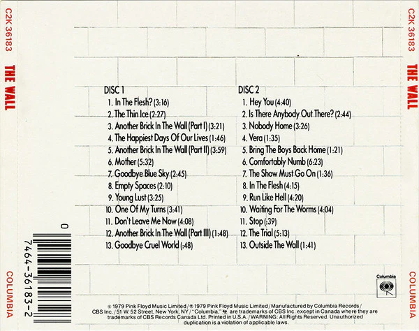 Pink Floyd - The Wall (2xCD, Album, RE) (Very Good Plus (VG+)) - Image 2