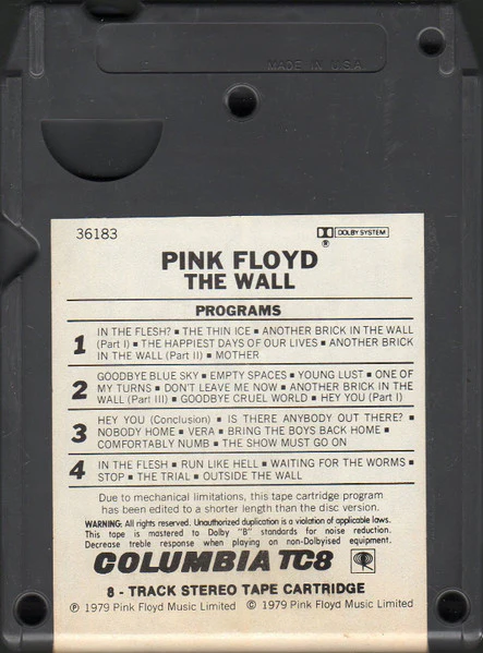 Pink Floyd - The Wall (8-Trk, Album) (Very Good (VG)) - Image 3