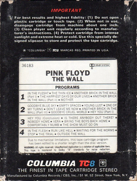 Pink Floyd - The Wall (8-Trk, Album) (Very Good (VG)) - Image 5