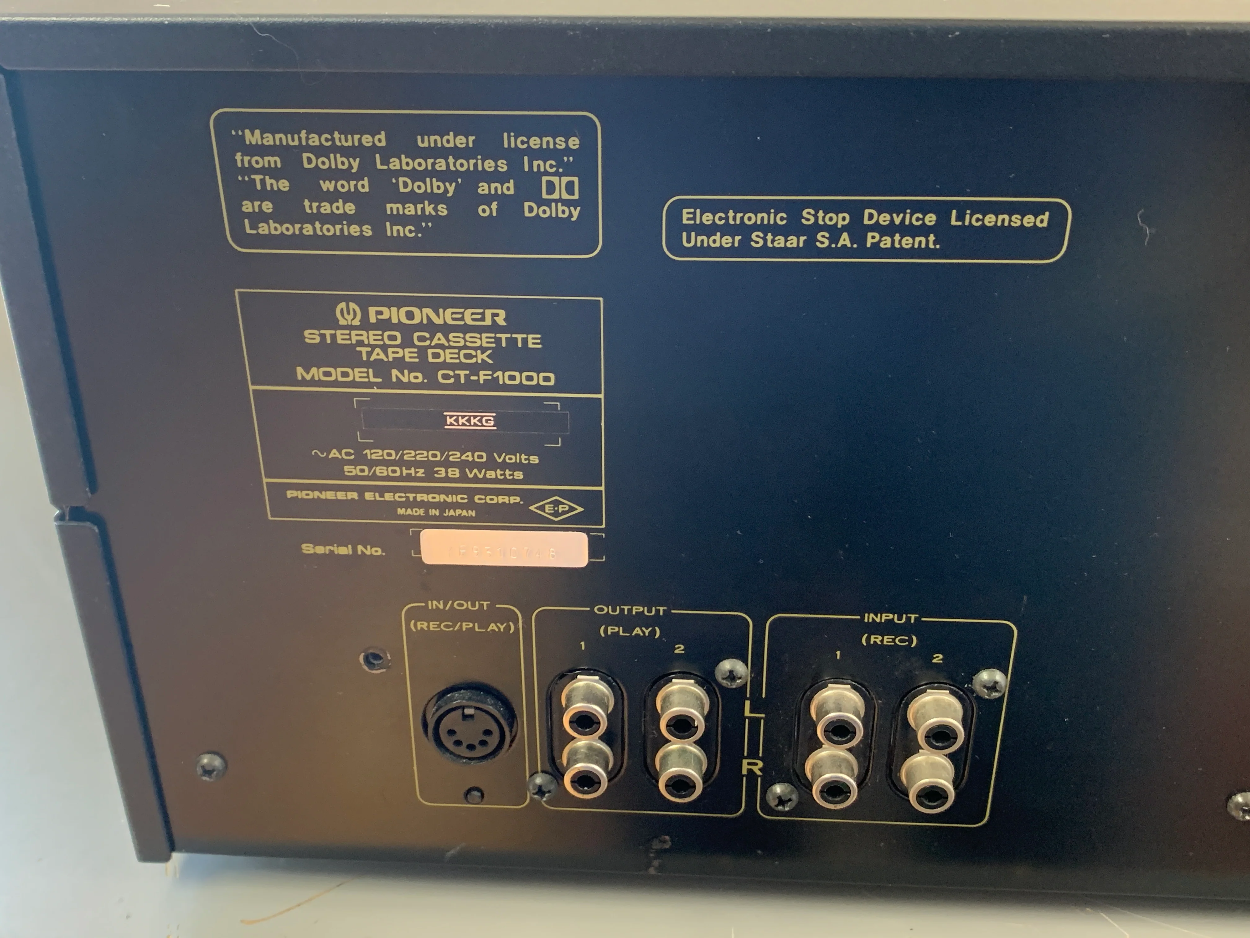 Pioneer CT-F-1000 Single Cassette Deck * Recapped in 2020 * Serviced * $100 USA Flat Shipping - Image 3