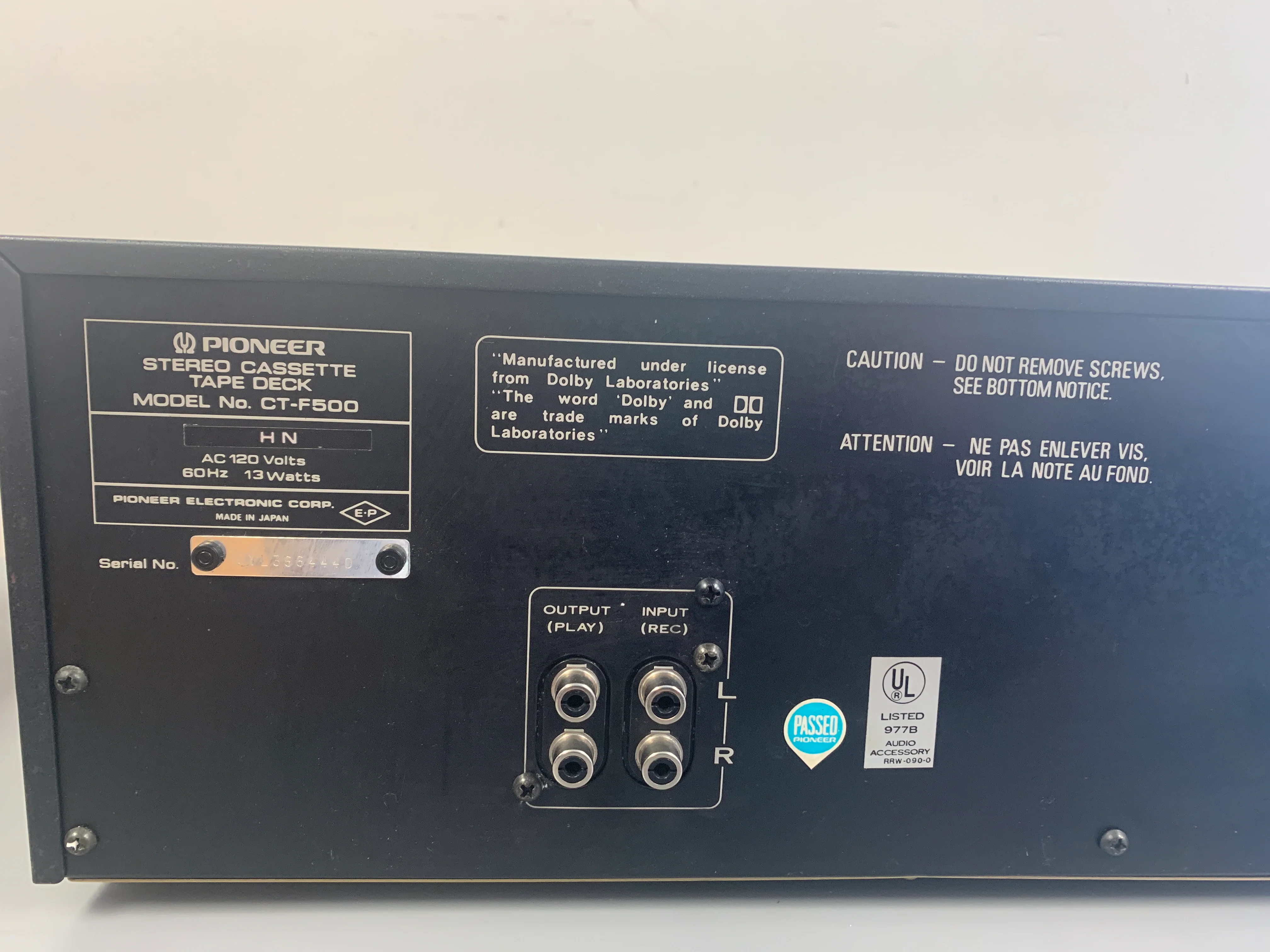 Pioneer CT-F500 Single Cassette Deck - Image 7