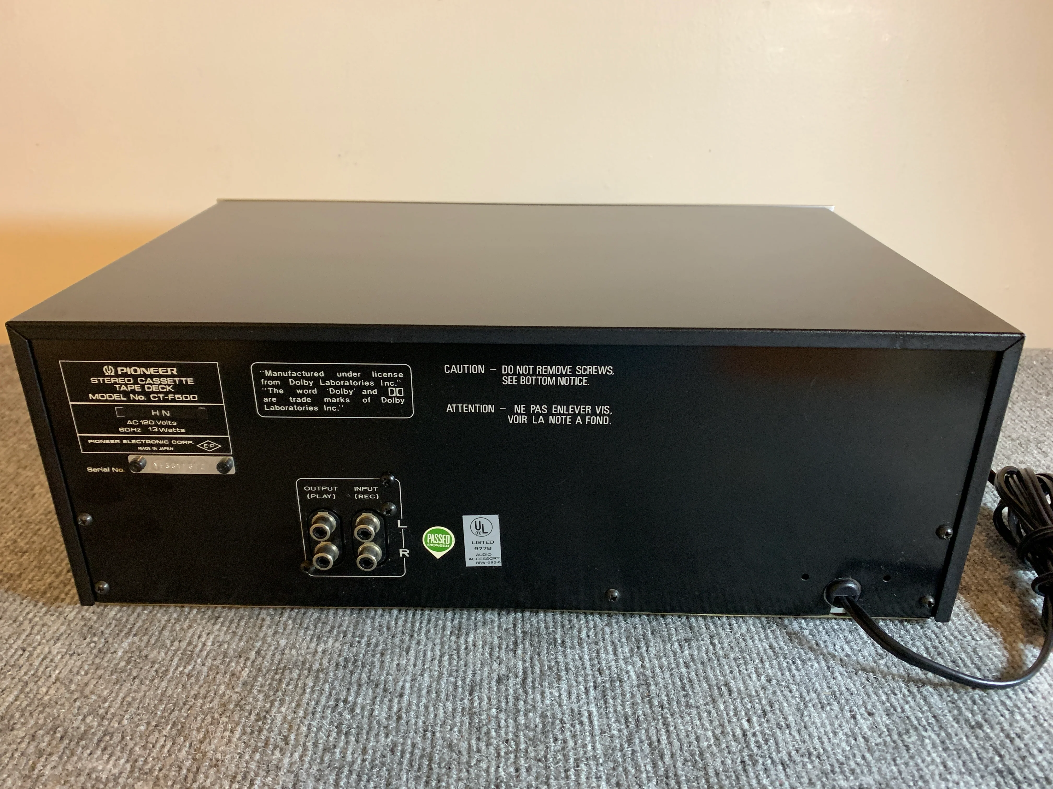Pioneer CT-F500 Single Cassette Deck - Image 11