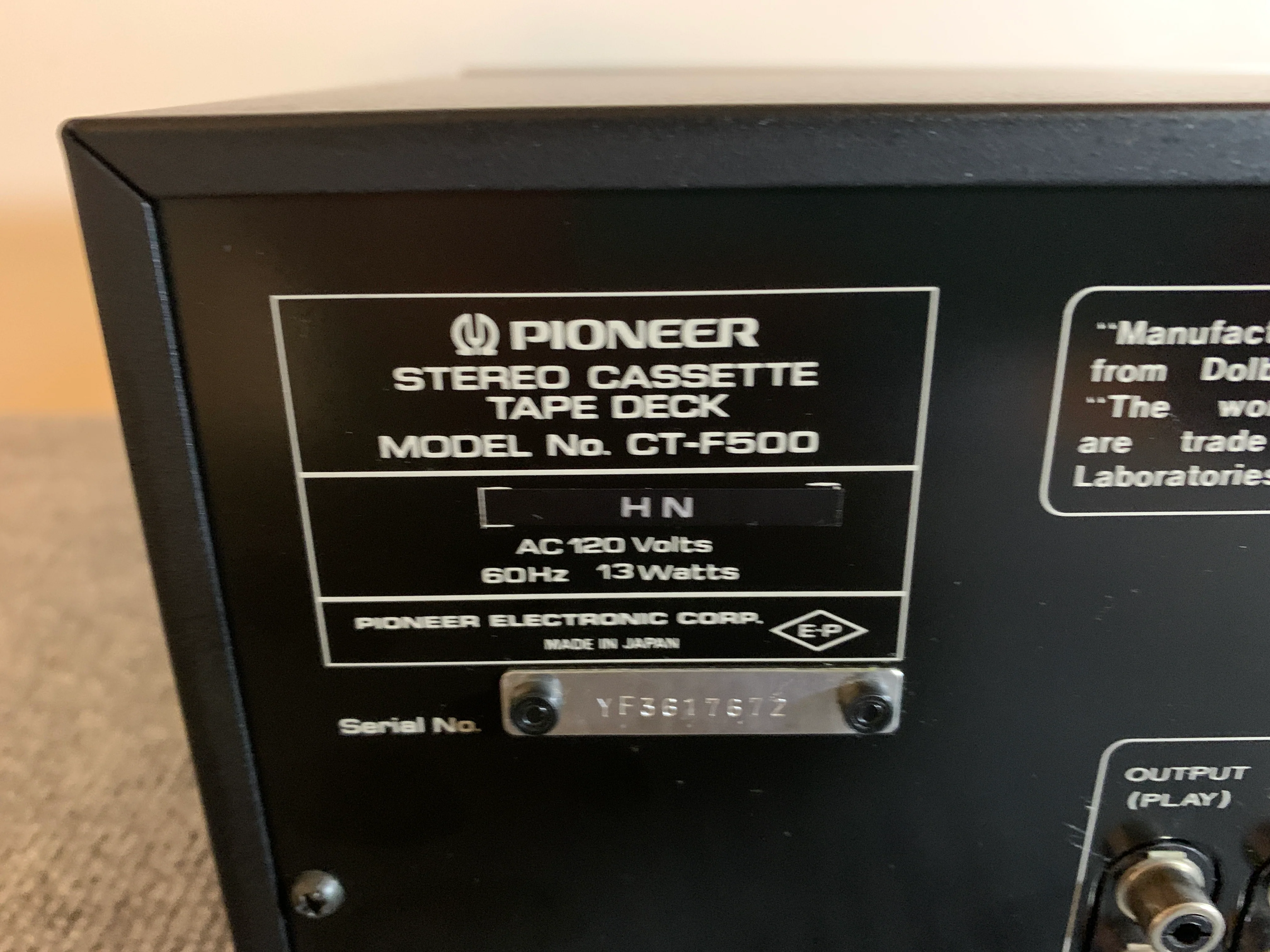 Pioneer CT-F500 Single Cassette Deck - Image 12