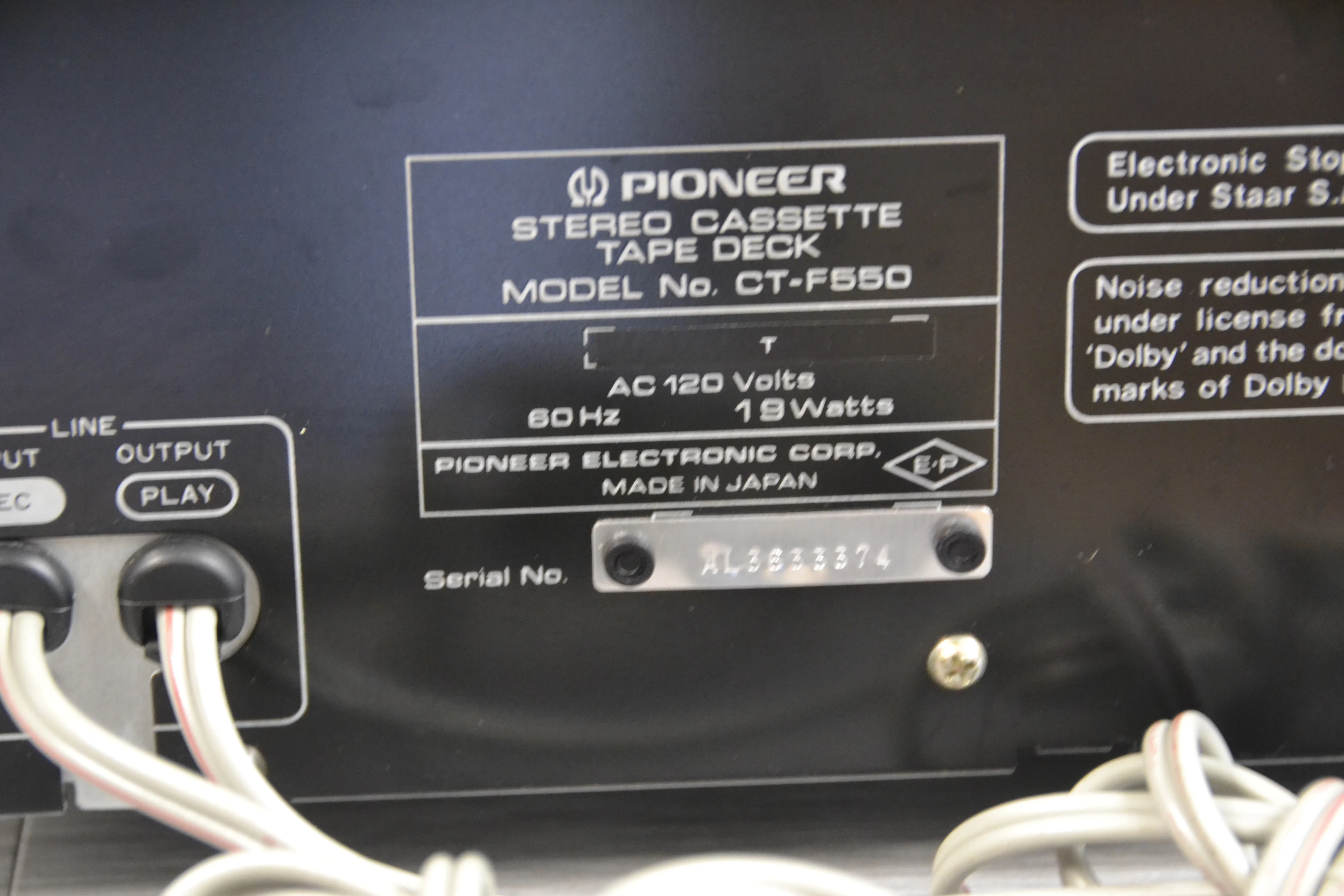Pioneer CT-F550 Single Cassette Deck - Image 12