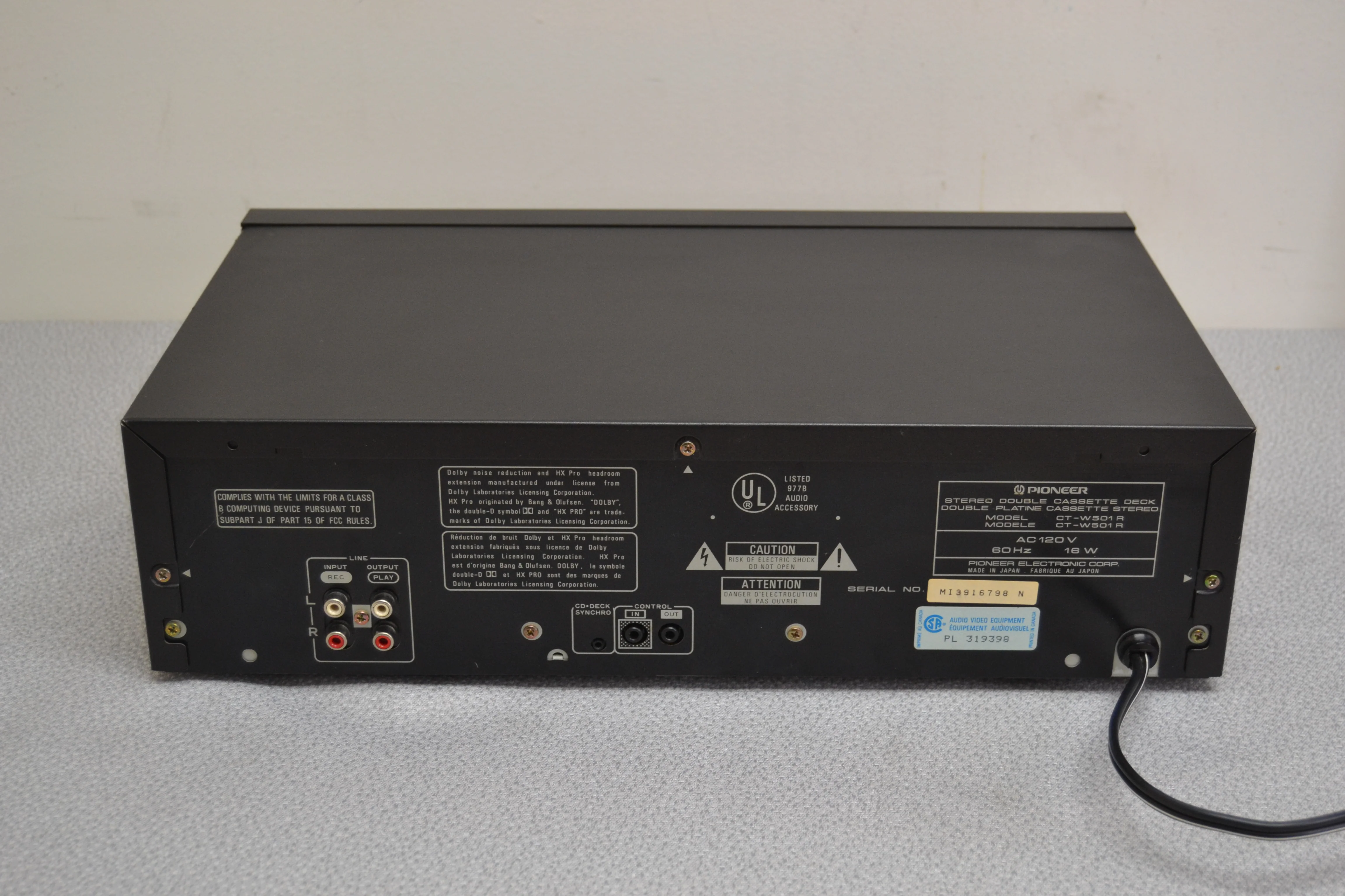 Pioneer CT-W501R Double Cassette Deck * 1992 * Fully Serviced * New Belts - Image 8