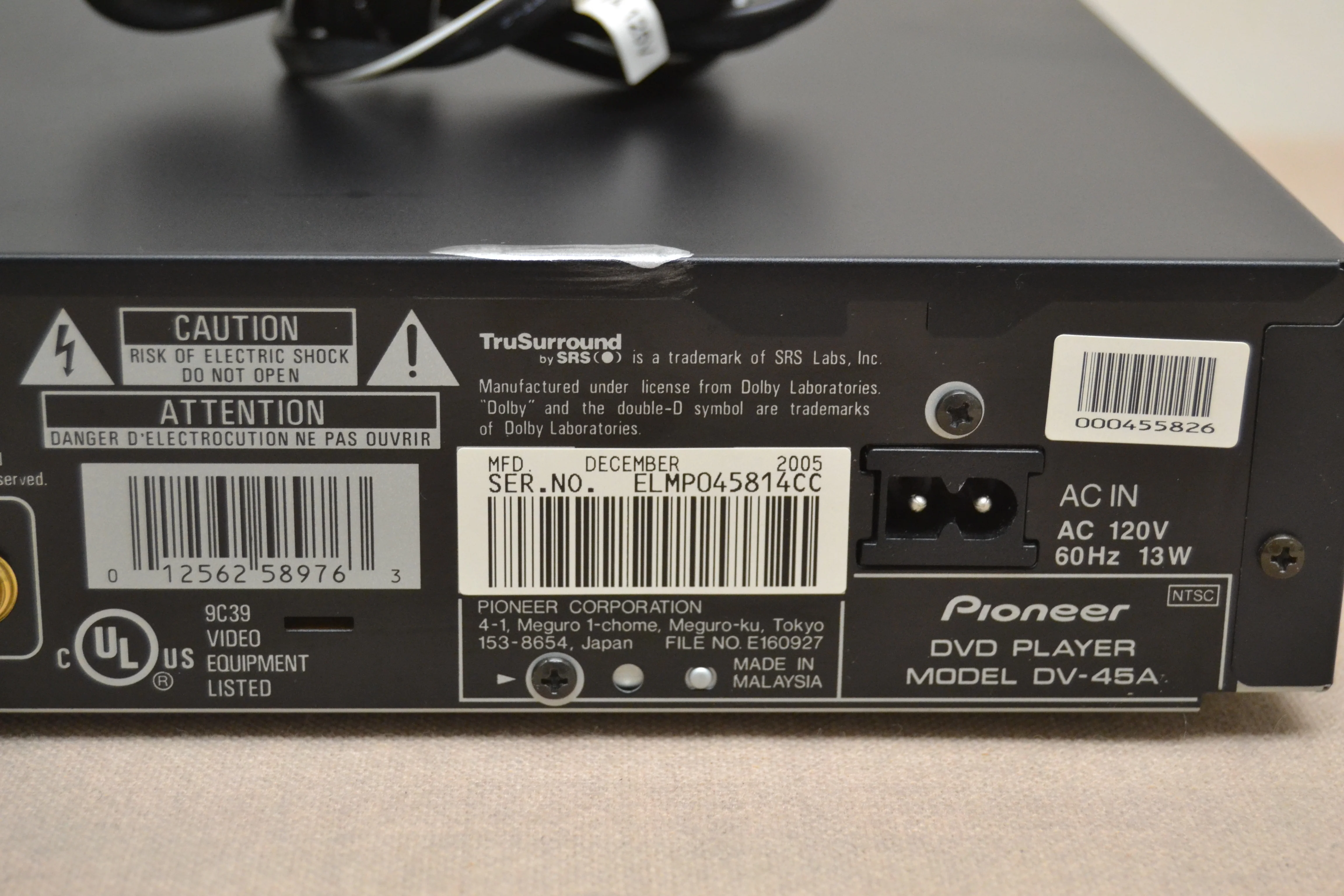 Pioneer ELITE DV-45A * CD/SACD/DVD Player * Remote Control - Image 11
