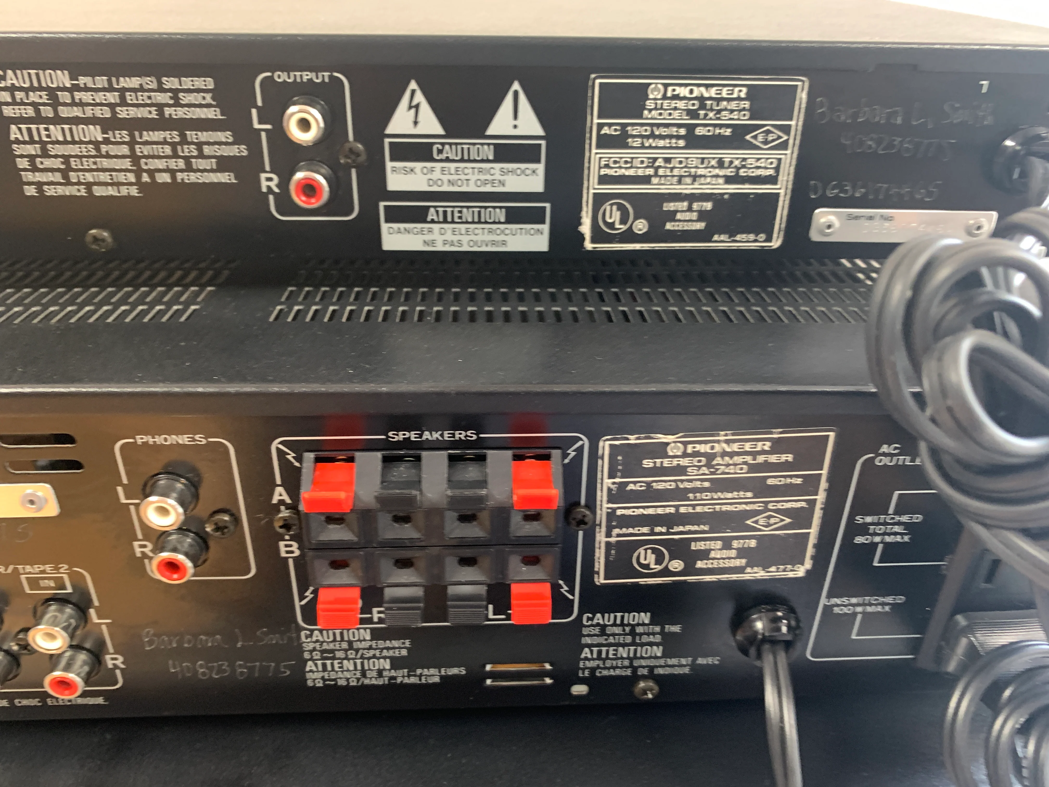 Pioneer Set * SA-740 Integrated Amplifier * TX-540 Tuner * CT-540 Cassette Deck - Image 19