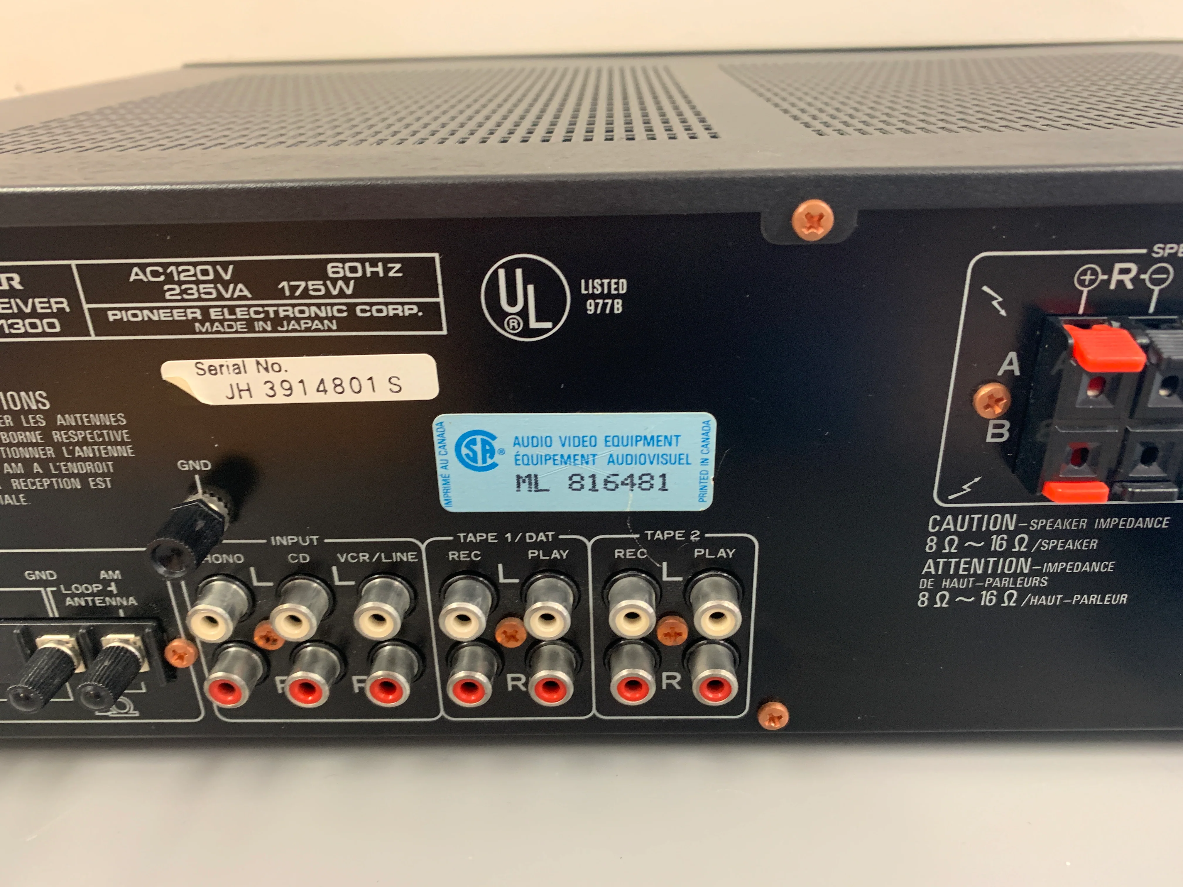 Pioneer SX-1300 Stereo Seceiver * 1988 * 40W - Image 10
