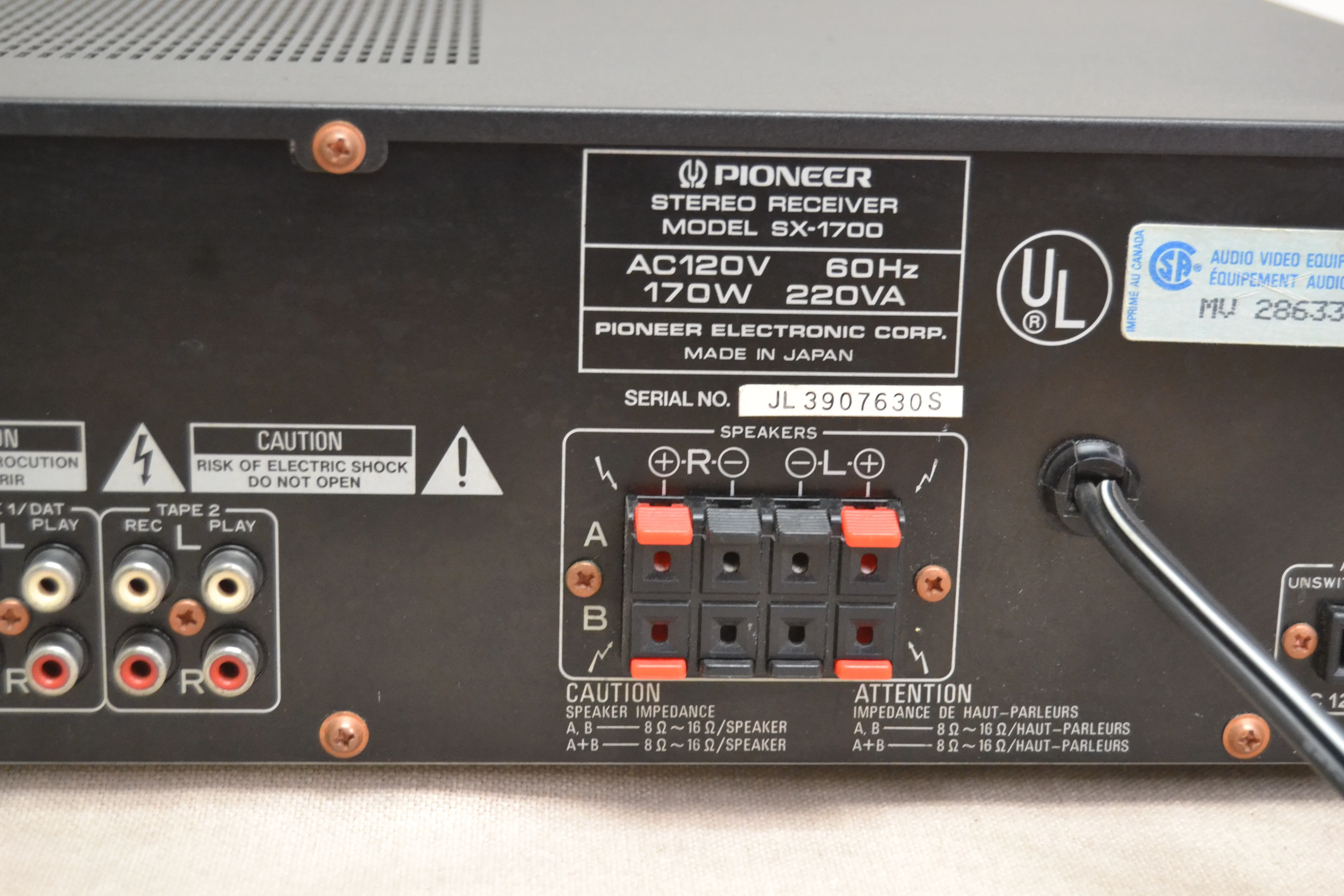 Pioneer SX-1700 Stereo Receiver * 40W RMS * 1989 - Image 11