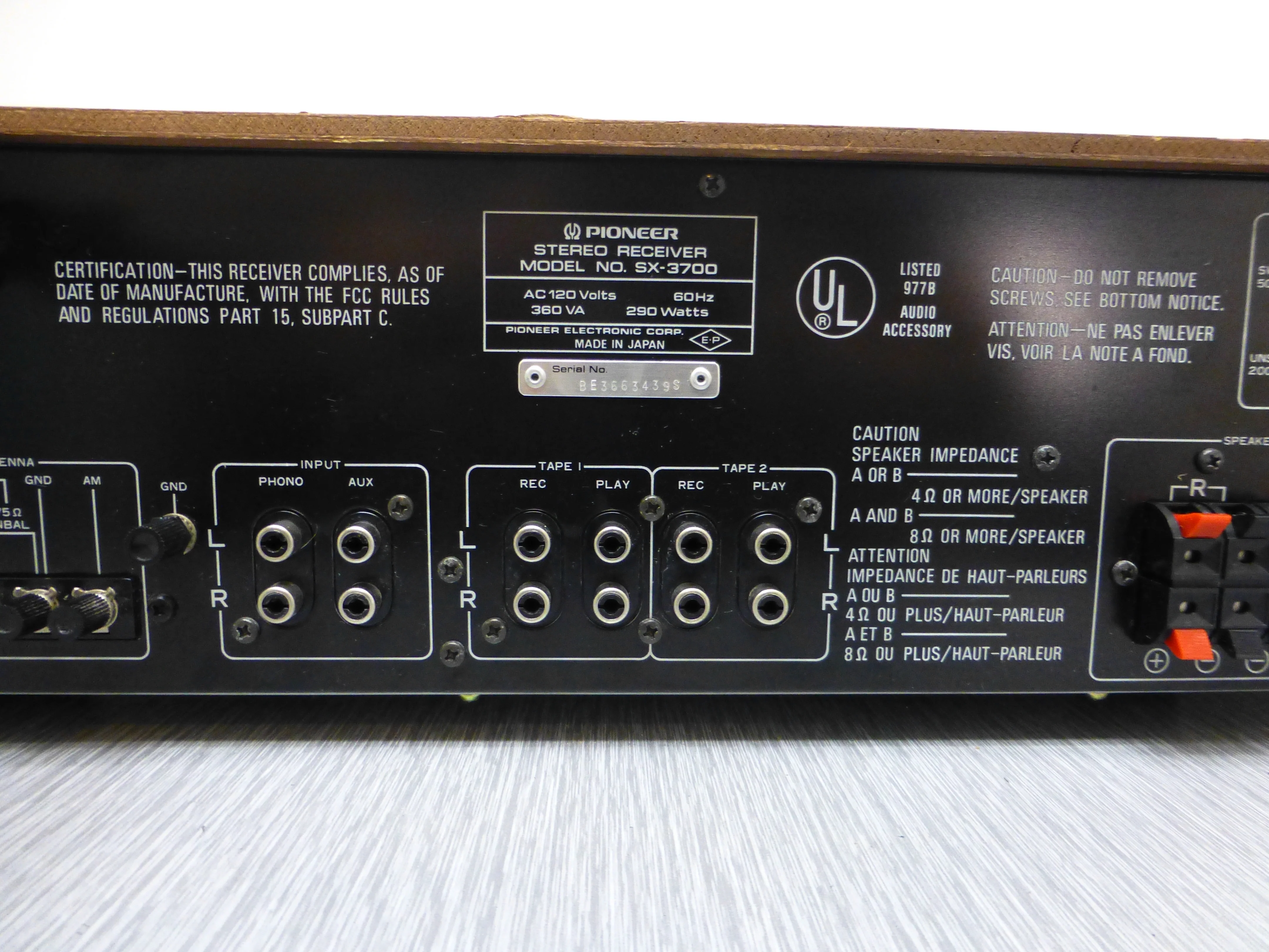 Pioneer SX-3700  AM/FM Stereo Receiver (1980-81) * 45W RMS - Image 12