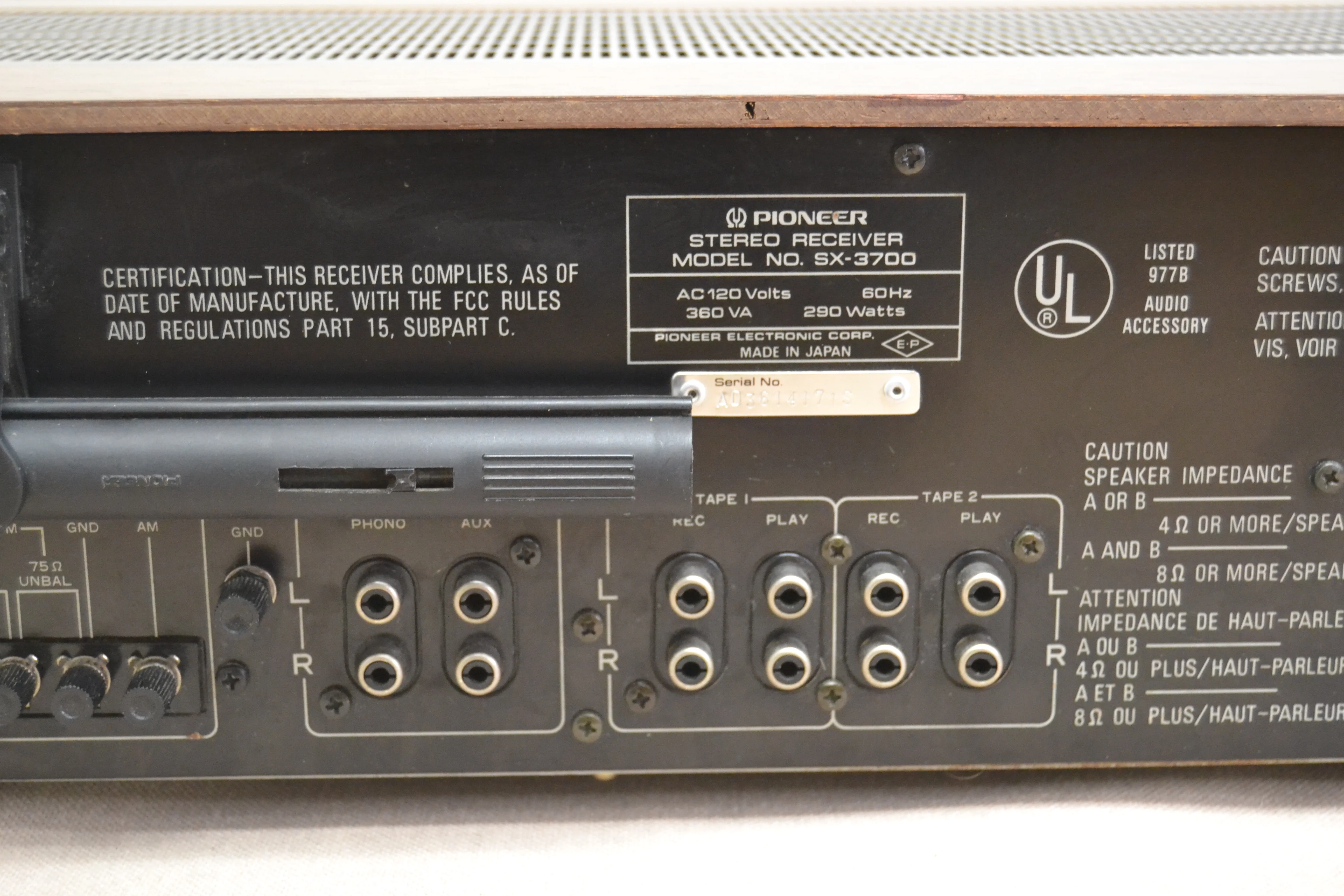 Pioneer SX-3700 Stereo Receiver * 45W RMS * 1980 - Image 11