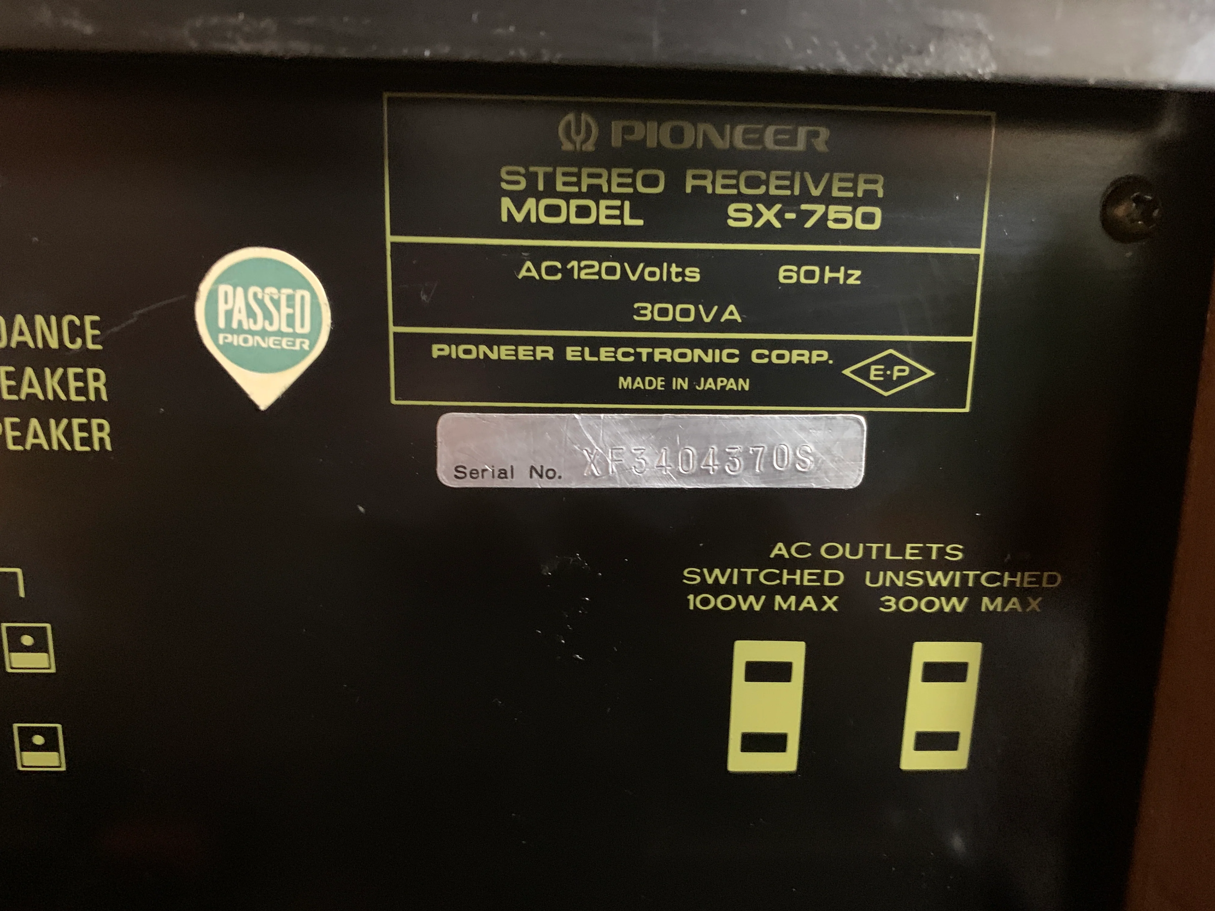 Pioneer SX-750 Stereo Receiver - Image 12