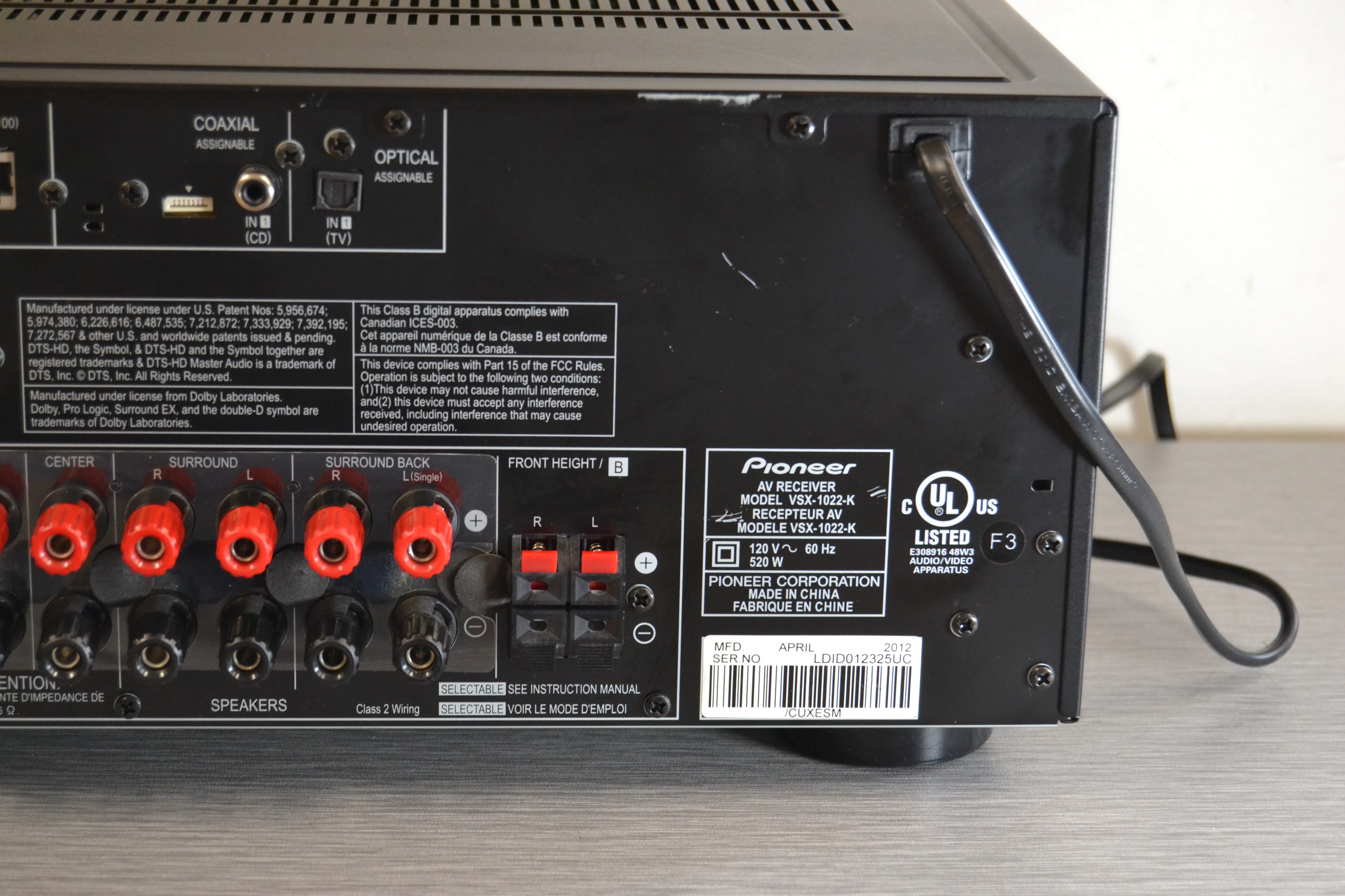 Pioneer VSX-1022 Stereo Receiver * NO Remote - Image 11