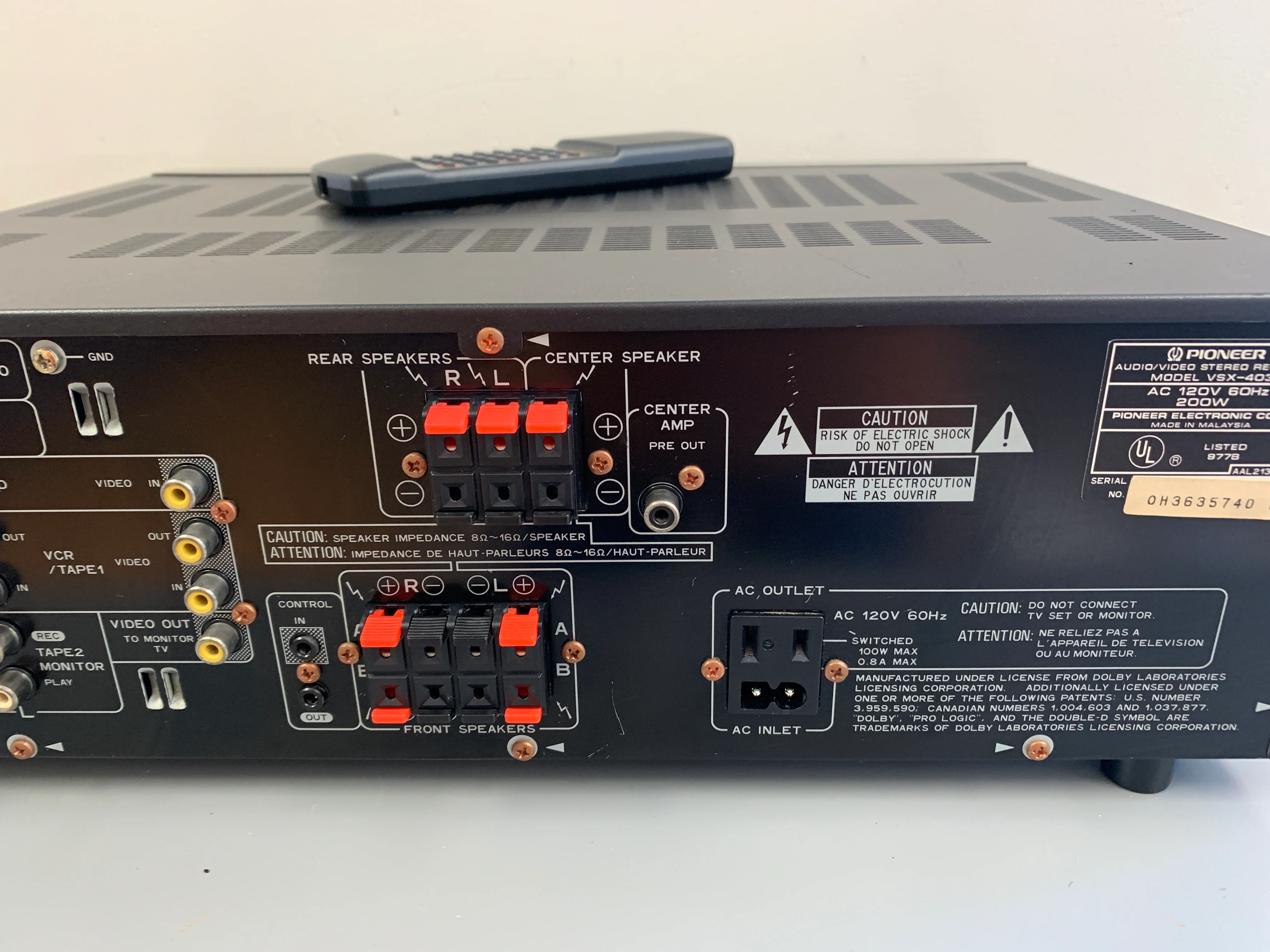 Pioneer VSX-403 Stereo receiver * 1994 * 65W * Remote - Image 10
