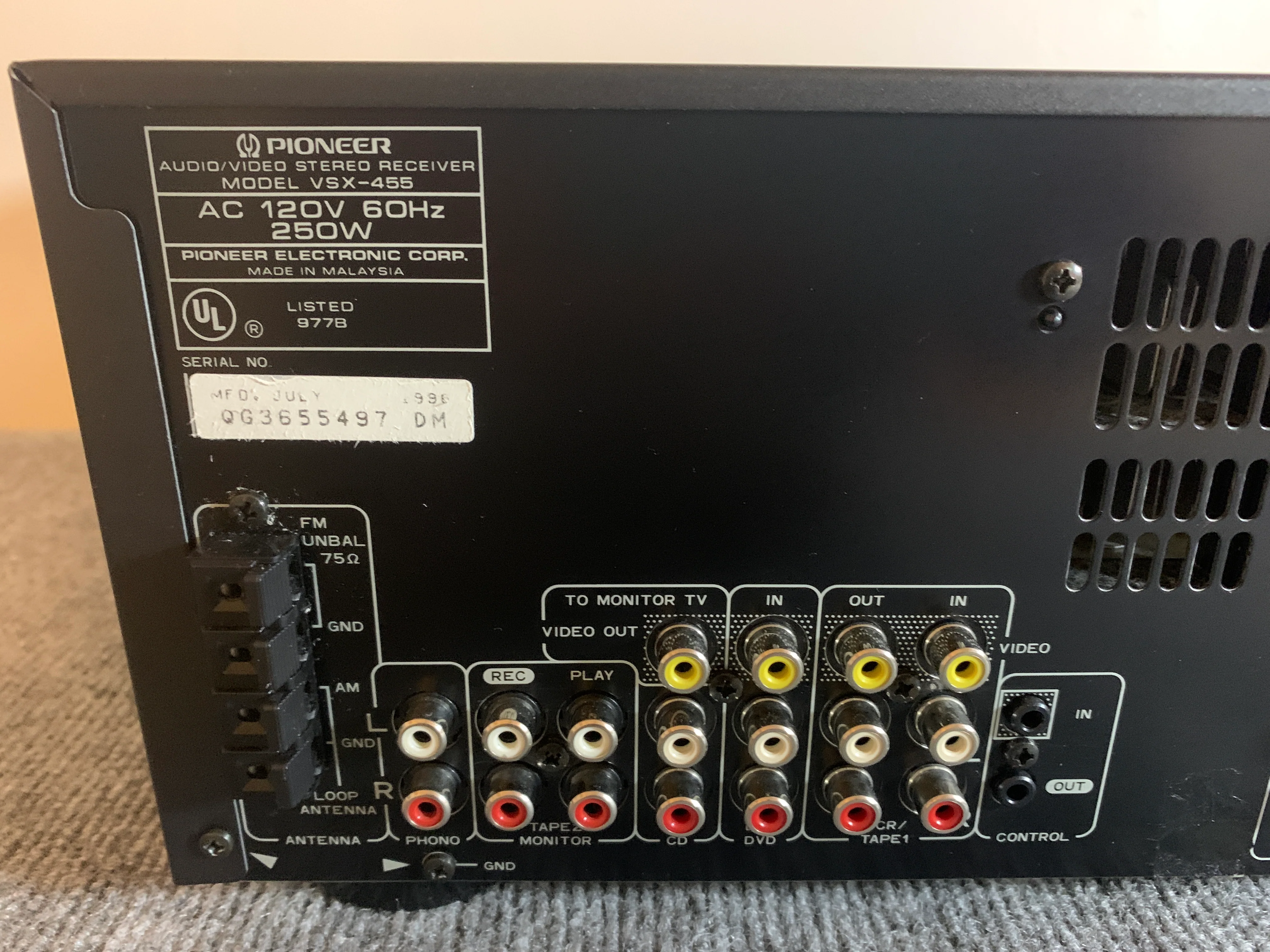 Pioneer VSX-455 Stereo Receiver * Remote Control - Image 11