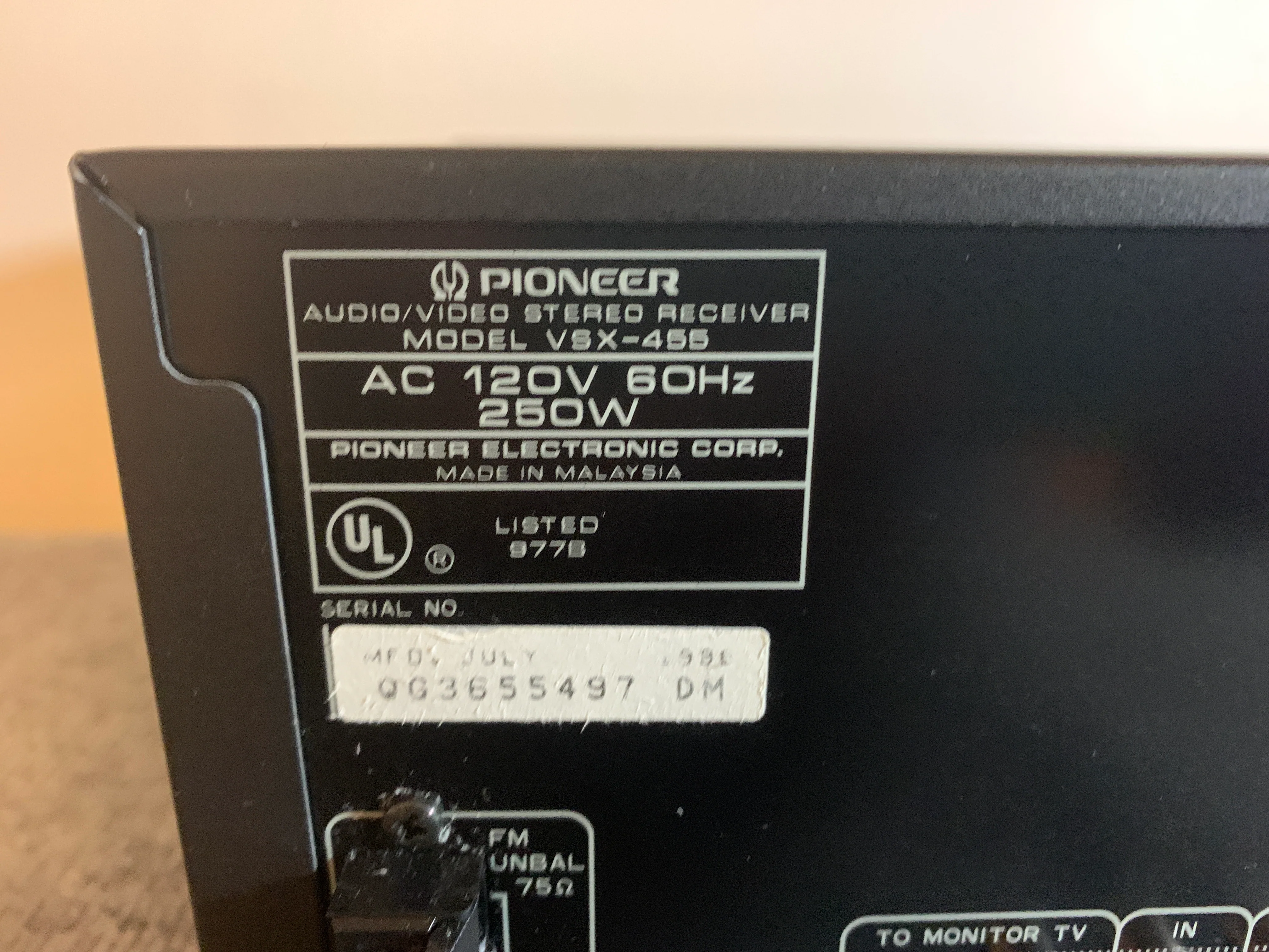 Pioneer VSX-455 Stereo Receiver * Remote Control - Image 12