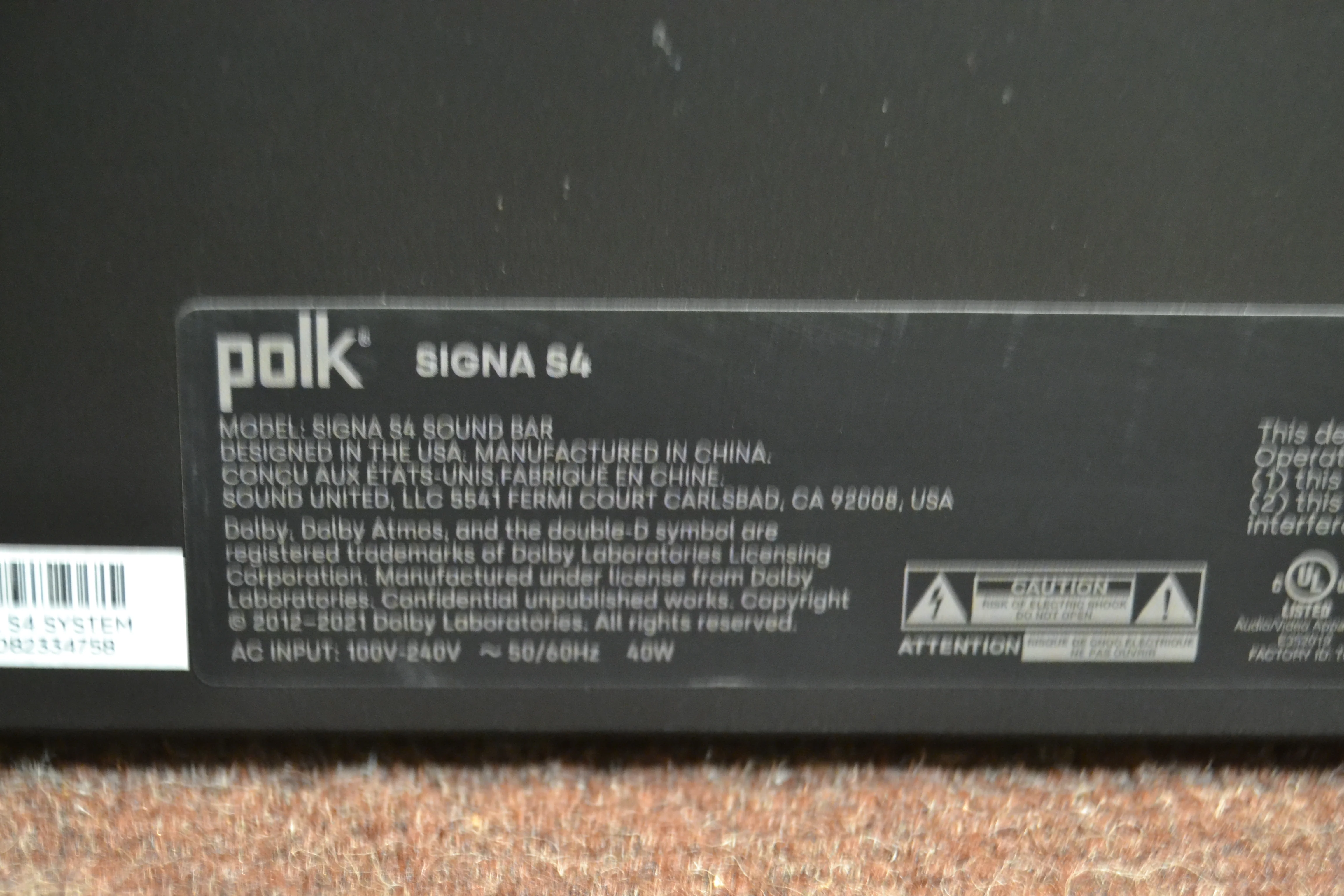 Polk Audio SIGNA S4 Soundbar * Wireless Sub * Manual * Remote - Image 8