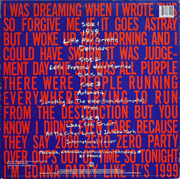 Prince - 1999 (2xLP, Album, Club, RCA) (Very Good Plus (VG+)) - Image 2