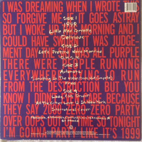 Prince - 1999 (2xLP, Album, Spe) (Very Good (VG)) - Image 2