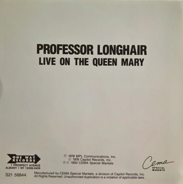 Professor Longhair - Live On The Queen Mary (CD, Album) (Very Good Plus (VG+)) - Image 2