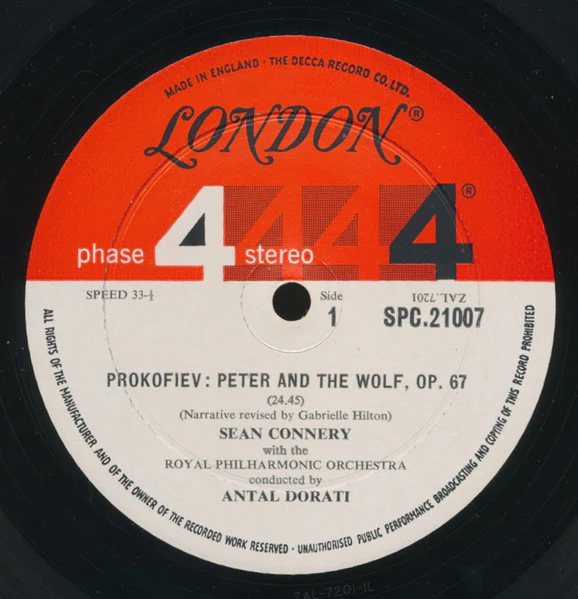 Sergei Prokofiev / Benjamin Britten - Antal Dorati Conducting The Royal Philharmonic Orchestra, Sean Connery - Peter And The Wolf / The Young Person's Guide To The Orchestra (LP, Album) (Very Good Plus (VG+)) - Image 2