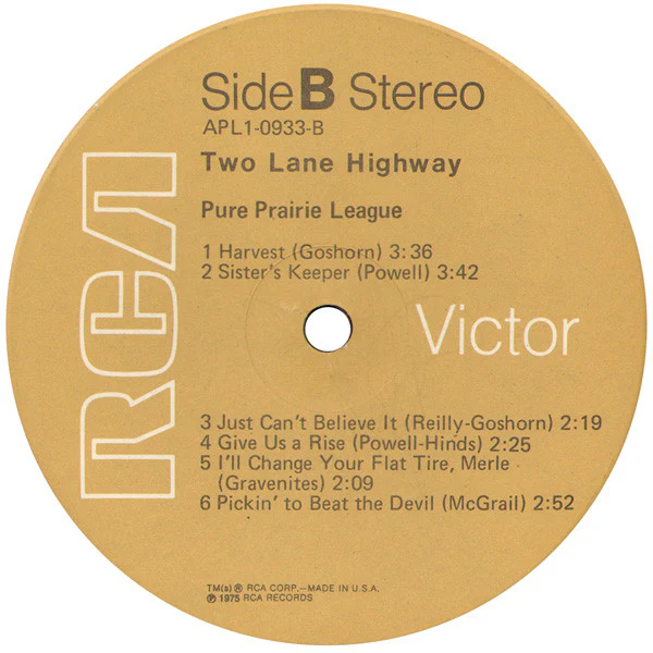 Pure Prairie League - Two Lane Highway (LP, Album, Ind) (Very Good Plus (VG+)) - Image 4