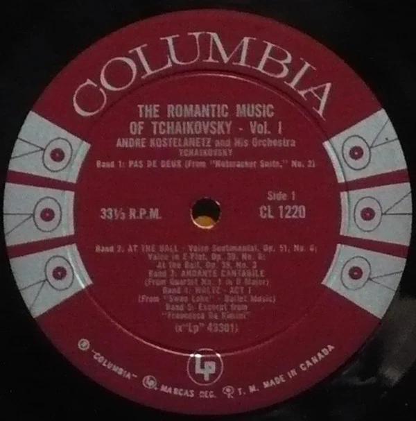 Pyotr Ilyich Tchaikovsky, André Kostelanetz And His Orchestra - The Romantic Music Of Tchaikovsky, Vol. 1 (LP) (Good Plus (G+)) - Image 2