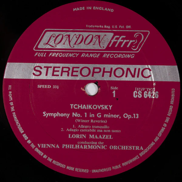 Pyotr Ilyich Tchaikovsky, Lorin Maazel, Wiener Philharmoniker - Symphony No. 1 (LP, Album) (Near Mint (NM or M-)) - Image 3