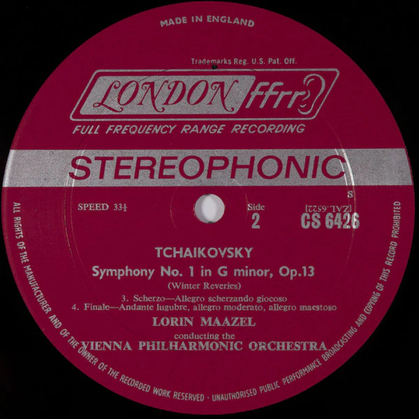 Pyotr Ilyich Tchaikovsky, Lorin Maazel, Wiener Philharmoniker - Symphony No. 1 (LP, Album) (Near Mint (NM or M-)) - Image 4