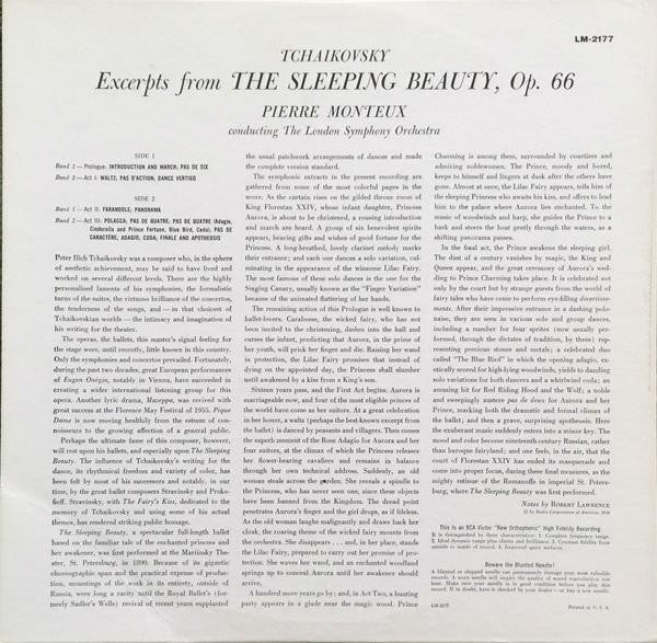 Pyotr Ilyich Tchaikovsky - Pierre Monteux Conducting The London Symphony Orchestra - Excerpts From The Sleeping Beauty (LP, Album, Mono) (Near Mint (NM or M-)) - Image 2