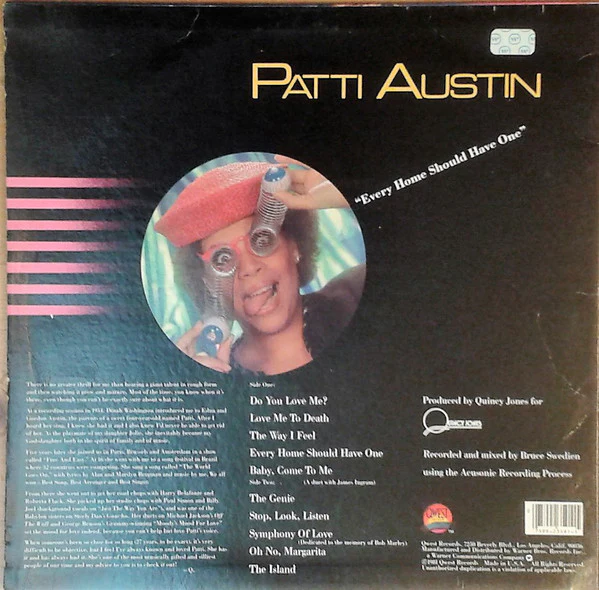 Quincy Jones Presents Patti Austin - Every Home Should Have One (LP, Album, Win) (Very Good (VG)) - Image 2