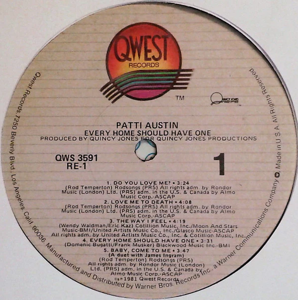 Quincy Jones Presents Patti Austin - Every Home Should Have One (LP, Album, Win) (Very Good (VG)) - Image 3