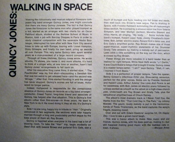 Quincy Jones - Walking In Space (LP, Album, Pit) (Very Good Plus (VG+)) - Image 2