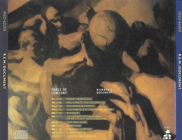 R.E.M. - Document (CD, Album, Club, CRC) (Very Good Plus (VG+)) - Image 2