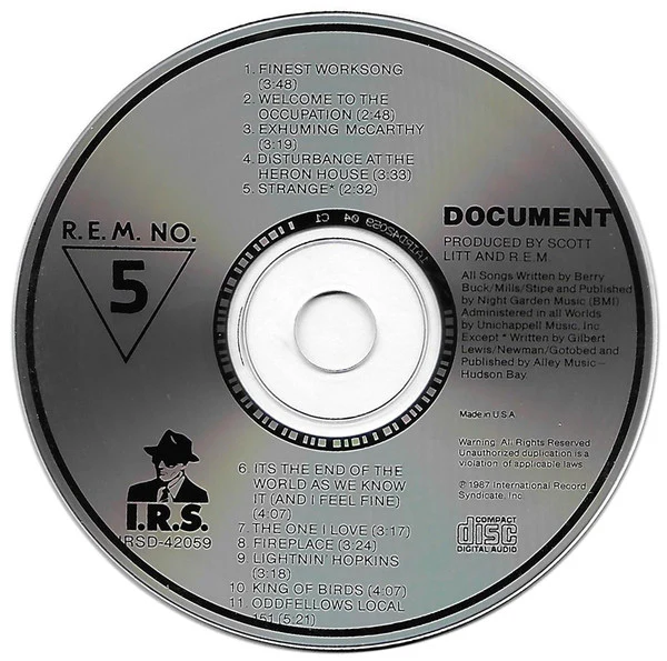 R.E.M. - Document (CD, Album, Club, CRC) (Very Good Plus (VG+)) - Image 3