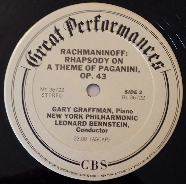 Sergei Vasilyevich Rachmaninoff - Gary Graffman, Leonard Bernstein, New York Philharmonic - Piano Concerto No. 2 / Rhapsody On A Theme Of Paganini (LP, RE, RM) (Near Mint (NM or M-)) - Image 4